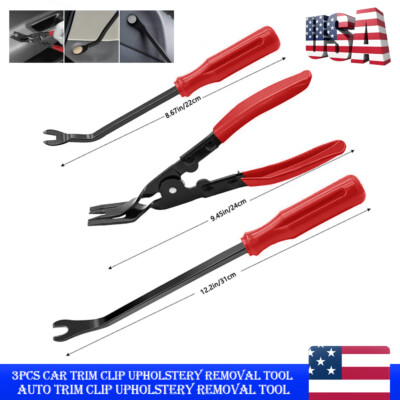 3PCS Auto Clip Pliers Set Fastener Remover Car Trim Rivet Removal Pry Tool US
