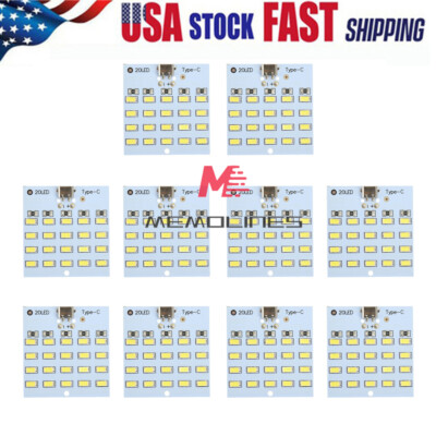 10PCS Mirco USB 20-SMD 5730 Beads LED Panel Lamp Emergency Light 5V~470mA USA