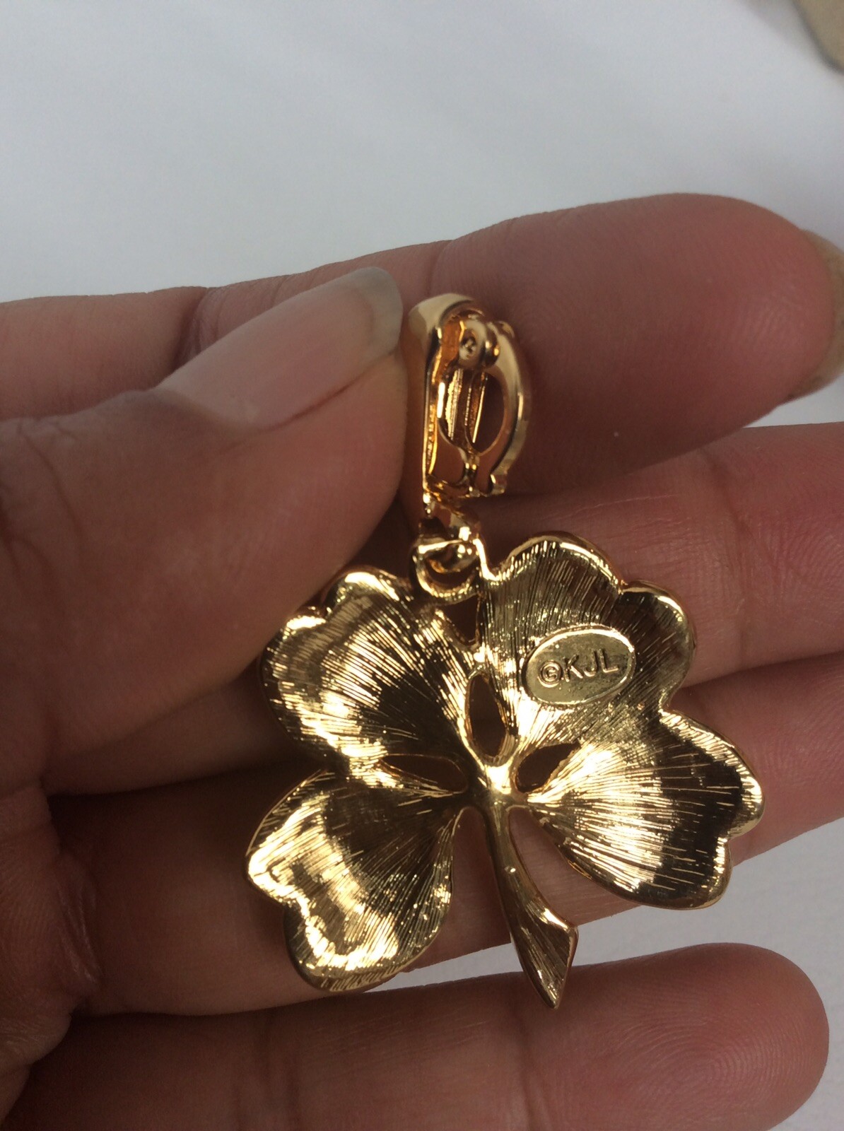 Vtg  KJL Kenneth Jay Lane Shamrock Clover rhinest… - image 4