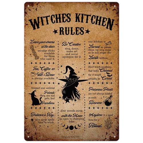 Witches Kitchen Rules Metal Tin Signs Vintage Witches Kitchen Decor