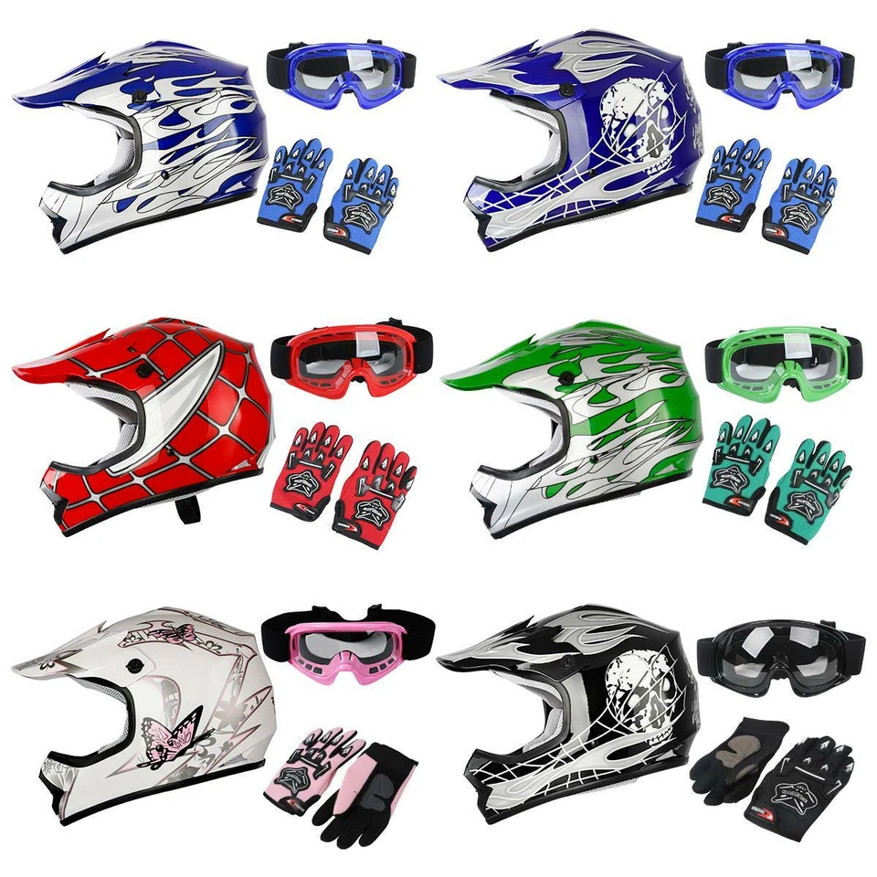 Casco de motocross para niños jóvenes DOT ATV UTV MX gafas todoterreno + guantes 6 colores Foto 3 de 4