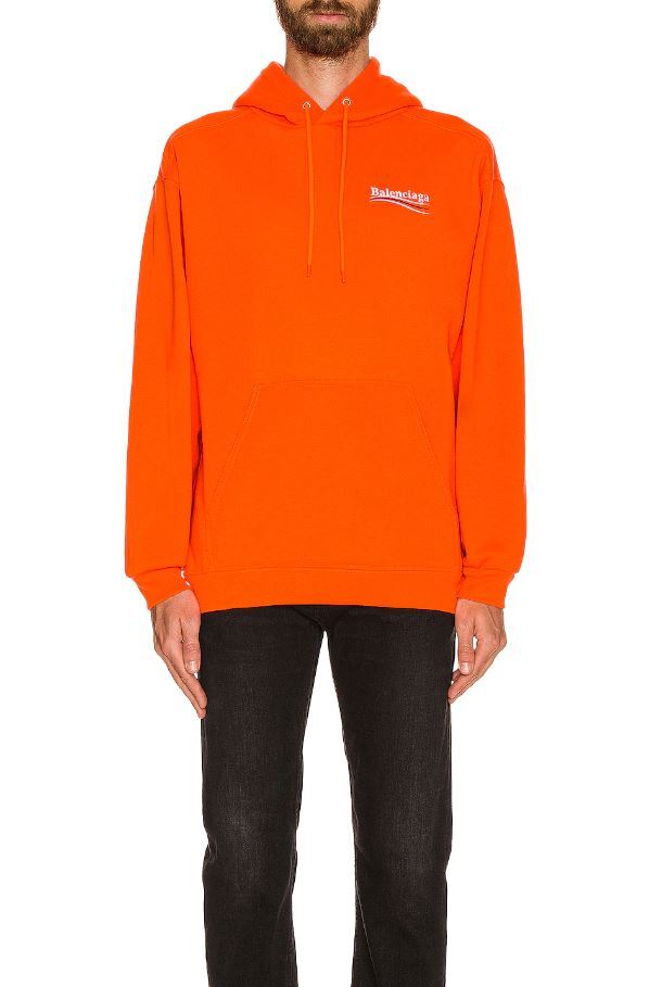 Balenciaga Political Campaign Logo Print Hoodie Fluo Orange Size Large |  eBay