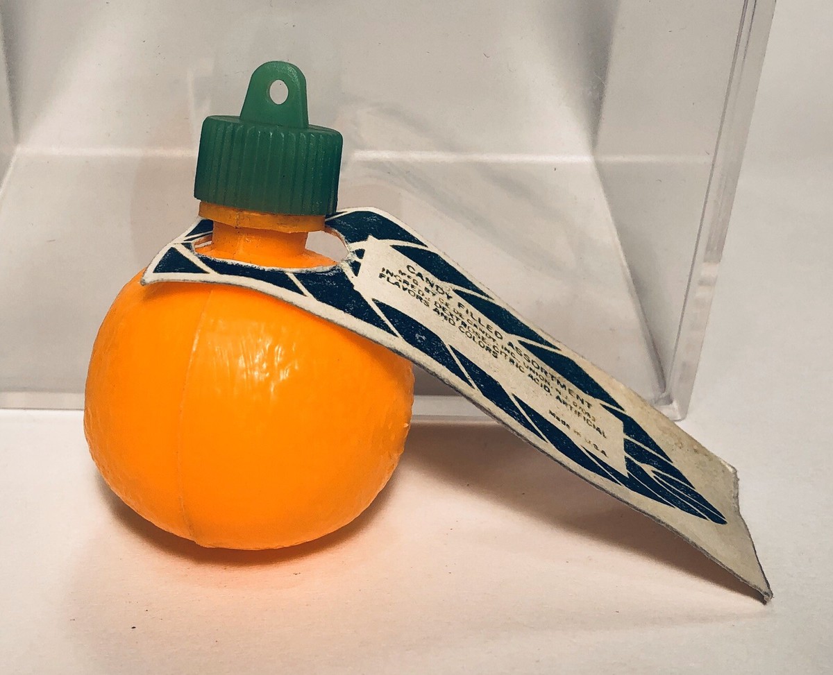 Vintage 1987 CeDe ORANGE Fruit Powder MINI Plastic Candy Container
