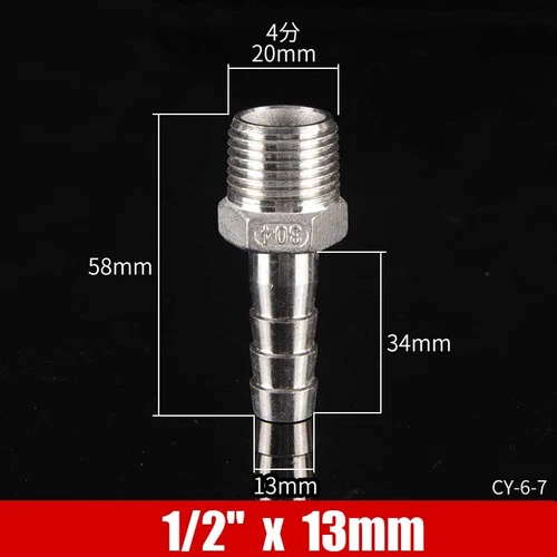 Stainless Male Thread Pipe Fitting x Barb Hose Tail Connector BSP 1/8" to 4" - Bild 74 von 86