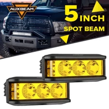 AUXBEAM 5" 60W Car Amber LED Work Light Bar Spot Pods Driving Offroad Fog Lamp