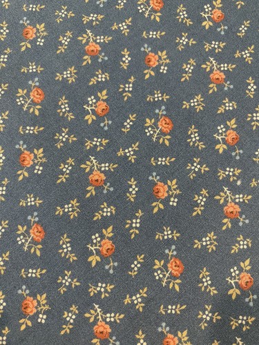 Fabric - Blue and peach Flower - 1 1/2 Yards - Picture 3 of 3