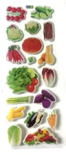 #AA Assorted Vegetables Food Carrot Pumpkin Corn Puffy Sticker Sheet Gift Reward