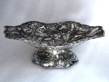 ❤️ MORNING GLORY REPOUSSE BARBOUR PEDESTAL FRUIT BOWL 10 ¾” ART NOUVEAU c.1898