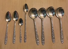 Set of 8 1935 Spoons in Narcissus by National Silver Co. AA Plain backs