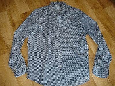 Herren Edel Hemd Artigiani Italy NEU Gr. L Blau Weiß Struktur langarm Handmade