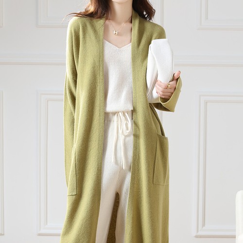 Super Long Cardigan Pullover Mantel 100% Wolle Strick Damen Langarm Outwear Gr. - Bild 10 von 33