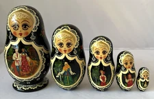 Vintage 1993 Matryoshka Russian Nesting Dolls Hand Painted 5 Piece Set Signed