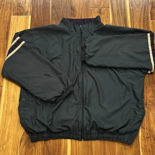 VINTAGE Champion Black Windbreaker Full Zip Jacket 90s Retro Size Xl *Stains* image 2