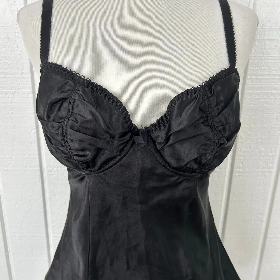 Rhonda Shear Mujer Bustier Top Cami Negro Grunge Lencería Capricho Talla Pequeña Foto 4 de 4