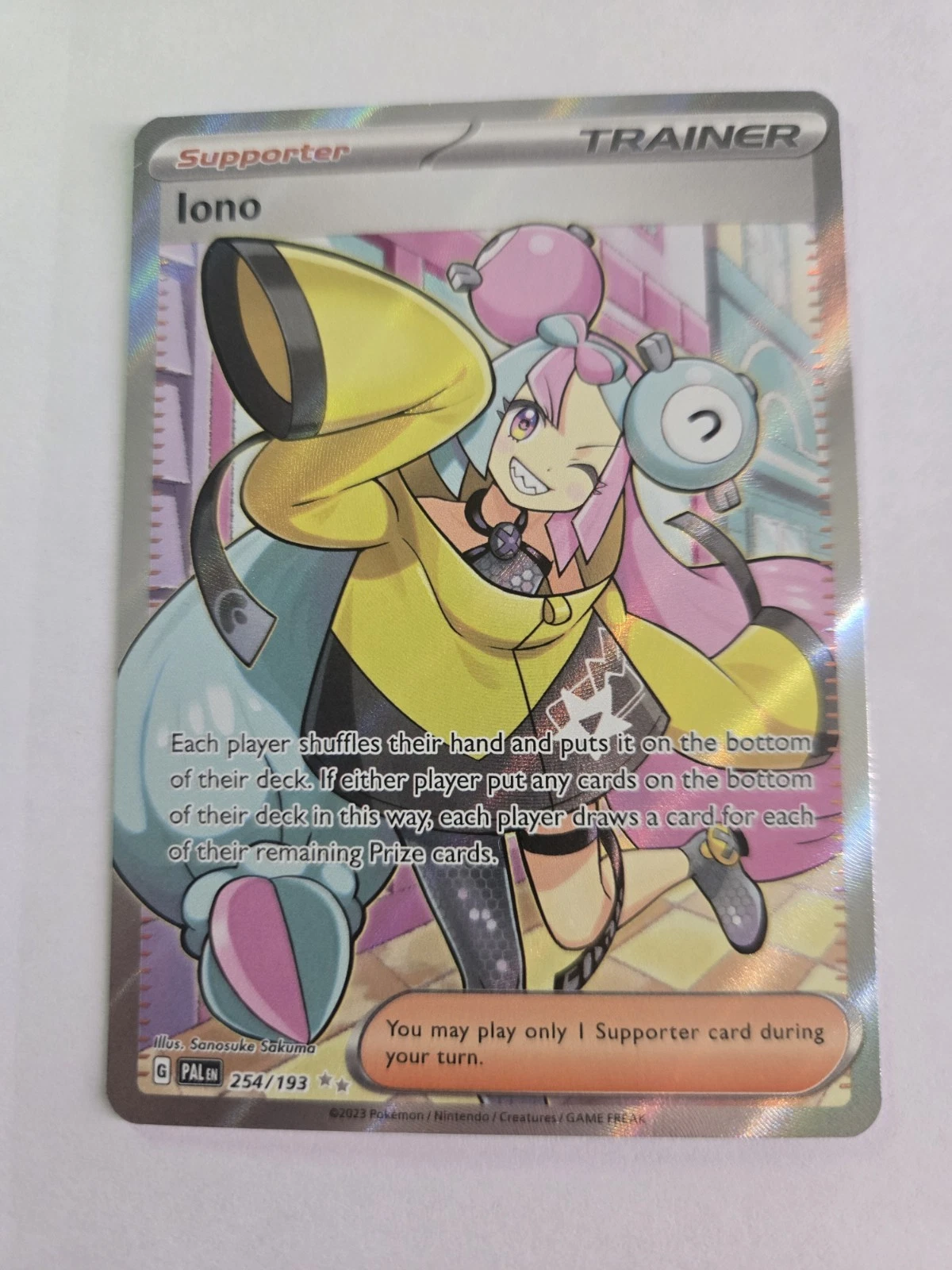 Pokemon Iono 254/193 SV02 Paldea Evolved Ultra Rare Full Art  LP