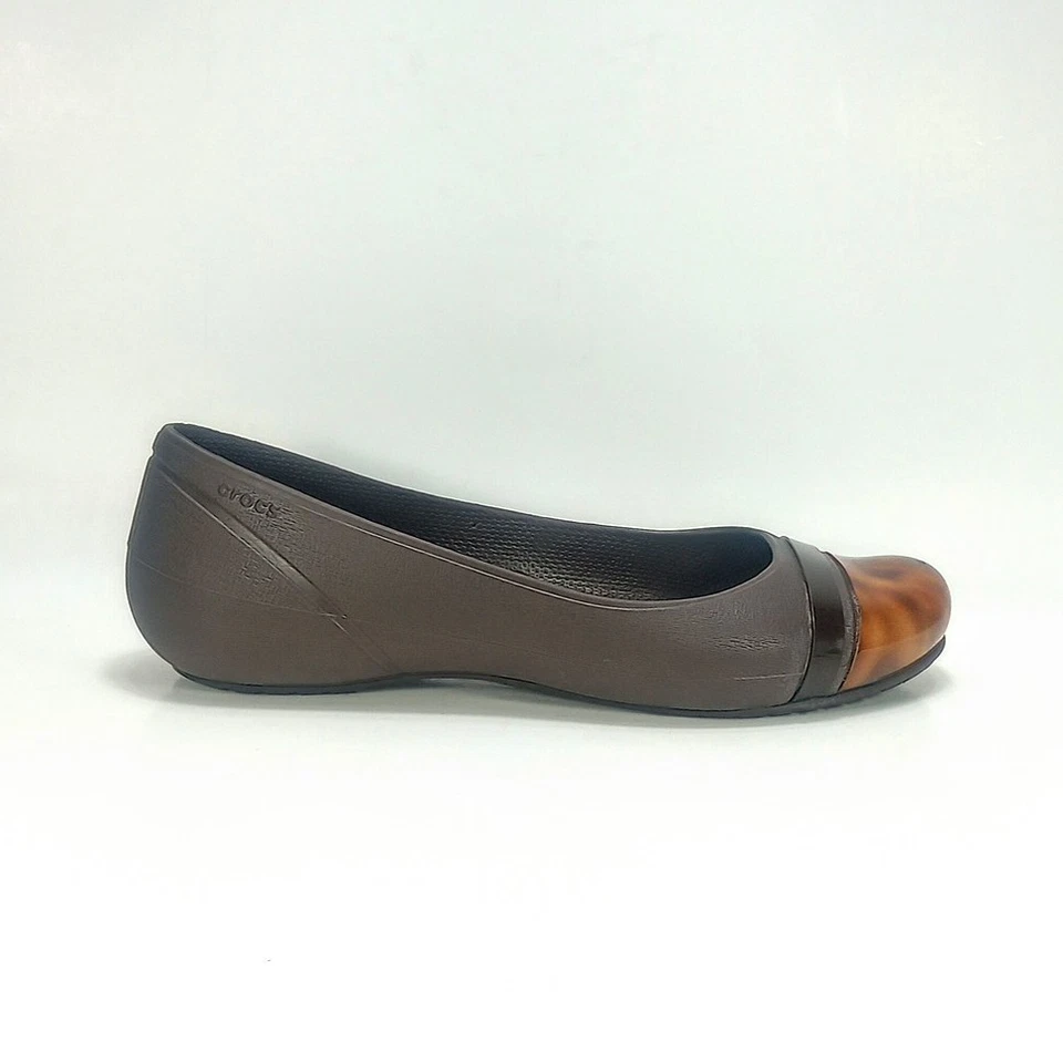 Crocs Gianna Alice Tortoise Shell Womens 10 Brown Cap Toe Ballet Flats - Image 2 of 4