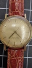✨ Vintage Omega Seamaster DeVille Automatic ⌚ Golden Dial 🧡 Genuine Leather...