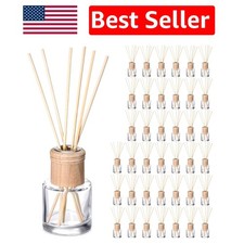 Reusable Reed Diffuser Kit: 40 Glass Bottles with Wooden Caps for Custom Scents