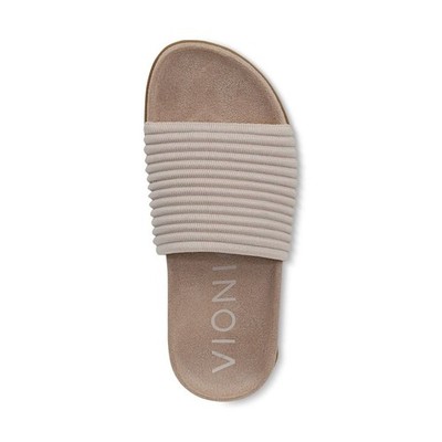 Vionic Evie Womens Knit Slide Sandals Orthotic Cream Gold 201 Comfort Shoes