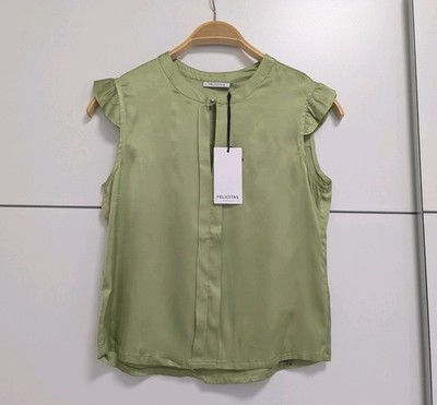 Felicitas Trachtenbluse Selina Blusenshirt Top Lindgrün Satinschimmer 34/XS NEU