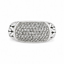 John Hardy 925 Sterling and 18K Classic Chain Diamond Dome Ring Size 7