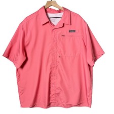 Eddie Bauer Tech Woven Shirt Short Sleeve Vented Ripstop Pink Mens Size XXL