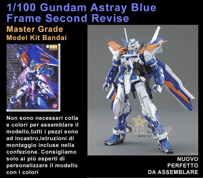 GUNDAM - 1/100 Gundam Astray Blue Frame Master Grade Model Kit MG Bandai - Immagine 2 di 3