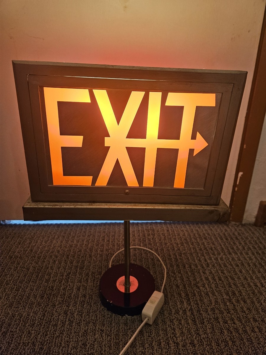 Vintage Custom Made Exit Sign Table Lamp | eBay
