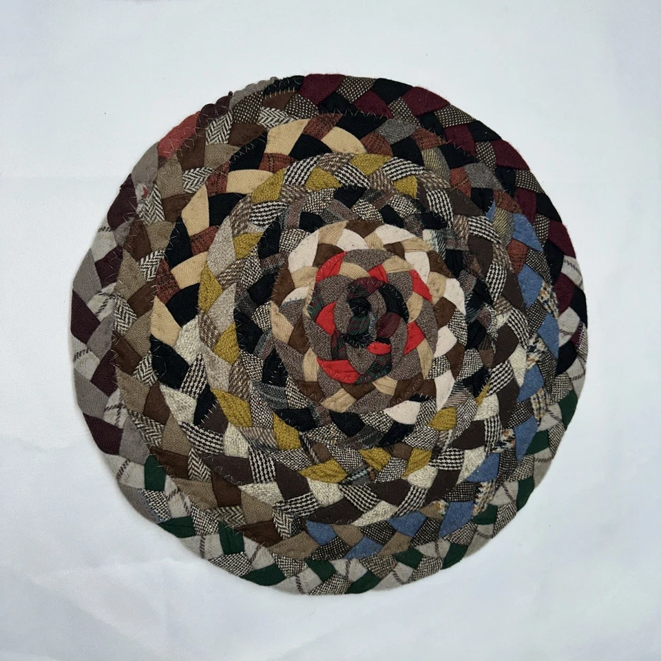 Antique Round 14” Braided Table Mat Shaker Amish Folk Art Handmade #102 - Image 2 of 4