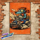 Rat Fink Hot Rod Vibrant Yellow Background Retro Vintage Metal Tin Sign 8x12