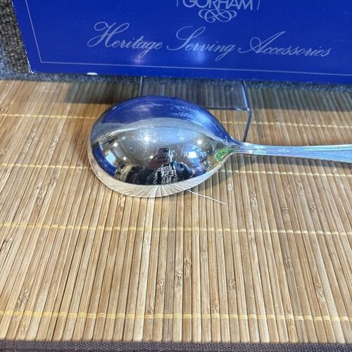 Gorham HERITAGE Cucchiaio Casseruola Massiccio Liscio 10-1/4" Placcato Argento ~ Fuori Produzione - Foto 4 di 4