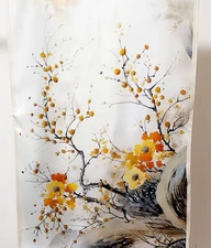 100% Silk mulberry Scarf Women neckerchief Shawl Wrap floral gray yellow HD1-81