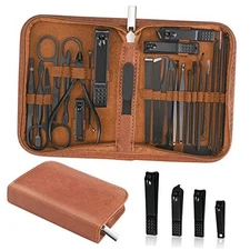 Manicure Set Professional Nail Clipper Kit-26 Pieces Stainless Steel Brown