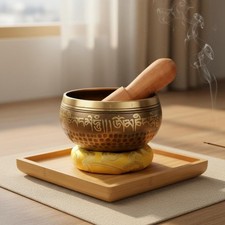 Tibetan Singing Bowl Set Engraved Mantras for Mindful Movement
