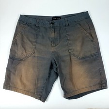 FIVE FOUR MEN'S Flat Front Twill Grey Shorts Vtg Wash Look Army Cloth Size 36