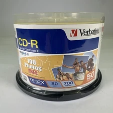50 Verbatim CD-R Discs 700MB/80min 52x Spindle Silver  94691