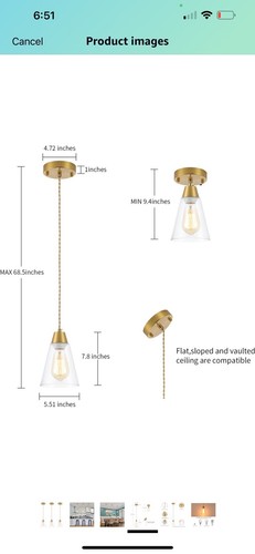Gold Pendant Light 3 Pack Brass. Kitchen Island, Dining Room Lamp Fixtures - Picture 5 of 9