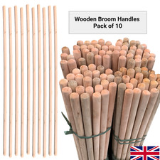 Long Wooden Broom Handle Mop Snow Shovel 4Ft 120cm Outdoor Yard Stick 10 Pack