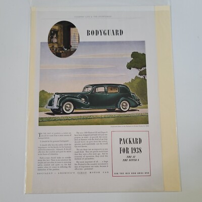 Vintage 1938 Packard 12 and Super 8 Full Page Original Ad