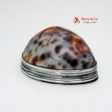 Irish Snuff Box Cowrie Shell John Egan 1800 Sterling Silver Mono PHR