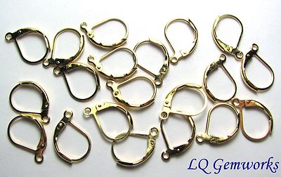 20 Ea GOLD PLATED BRASS  Lever-Back Earrings