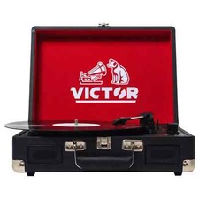Victor Metro Dual Bluetooth Suitcase Turntable with 3 Speeds and Built-In Stereo