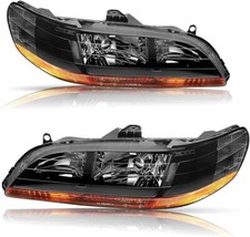 Fits 1998-2002 Honda Accord 24dr Black Headlights Headlamps Leftright 98-02