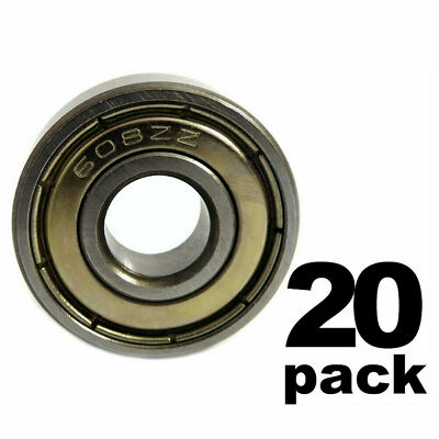 20 Pack Of 608-ZZ Ball Bearings - 8x22x7mm Dual Shielded Metal Skateboard Bearings - New, High-Quality For Skateboards, Rollerblades, & DIY Projects 7 thumbnail image