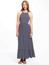 New! Old Navy Blue Striped Summer Ruffle Hem Maxi Dress Size XXL XXLarge  18 20