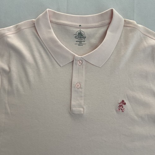 Disney Parks Mickey Mouse Polo Shirt Men's Size XXL Pink Modern Fit New w/ Tags - Picture 2 of 8