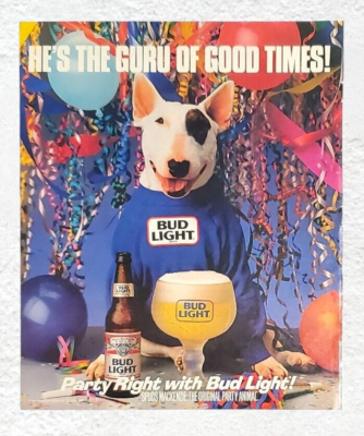 Spuds Mackenzie Bull Terrier Bud Light Beer Single Page
