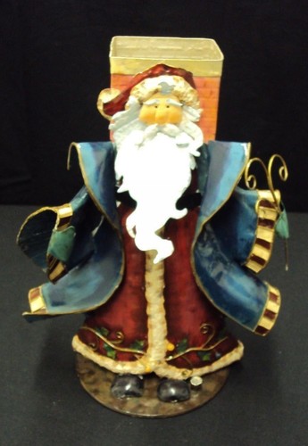 Christmas Metal Santa Clause front of Chimney Matchstick Holder Decor Statue 12 - Picture 2 of 6
