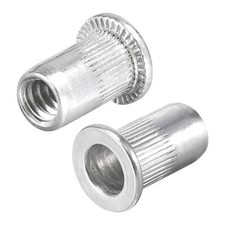 50pcs #6-32 Rivet Nuts Aluminium Alloy Knurled Flat Head Threaded Insert Nut