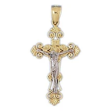 New 14k Gold Crucifix Cross Pendant